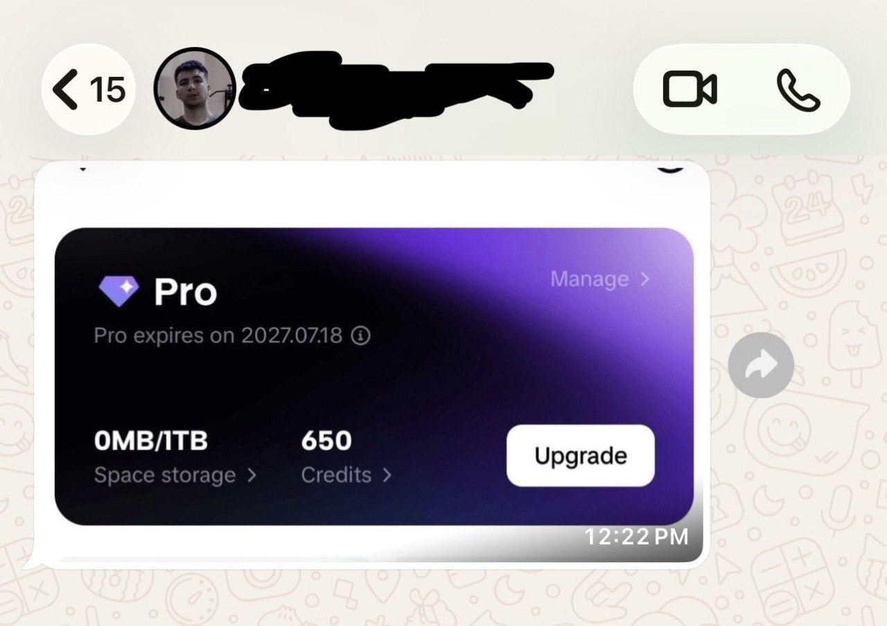 WhatsApp purchase proof from Ayoub for one year of CapCut Pro