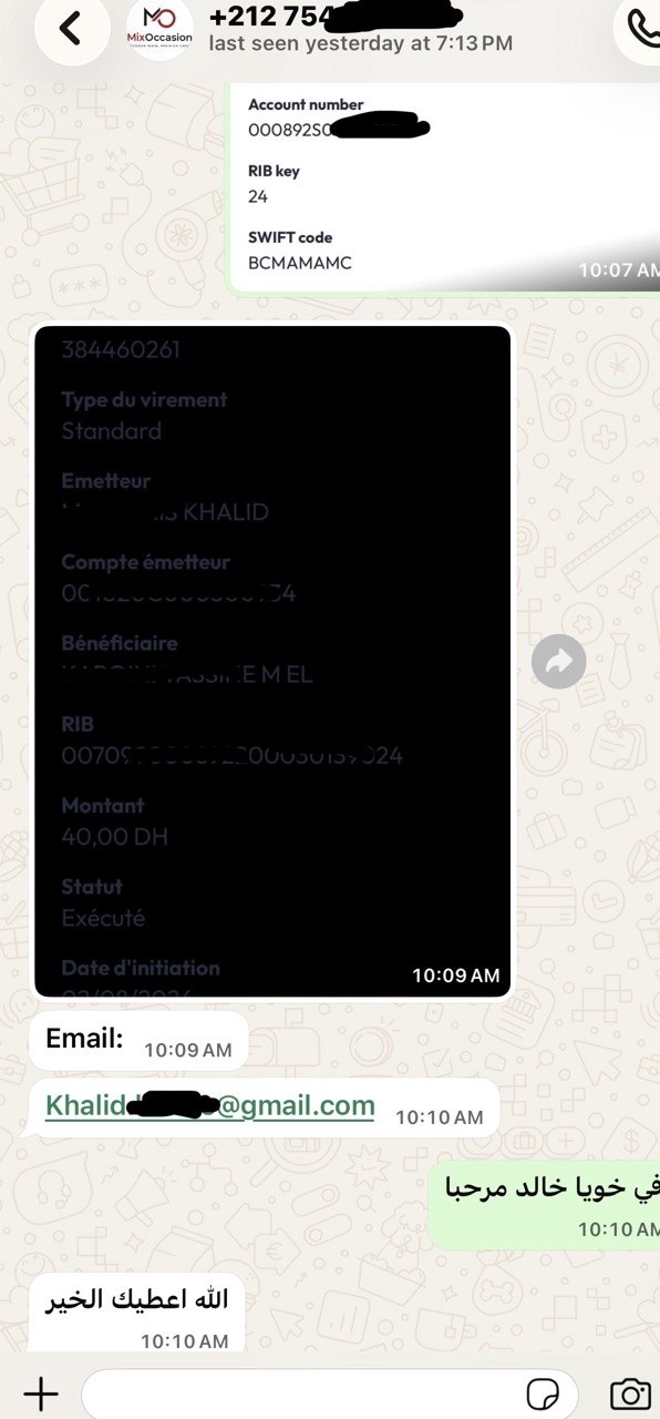 WhatsApp purchase proof from Khalid for Canva Pro